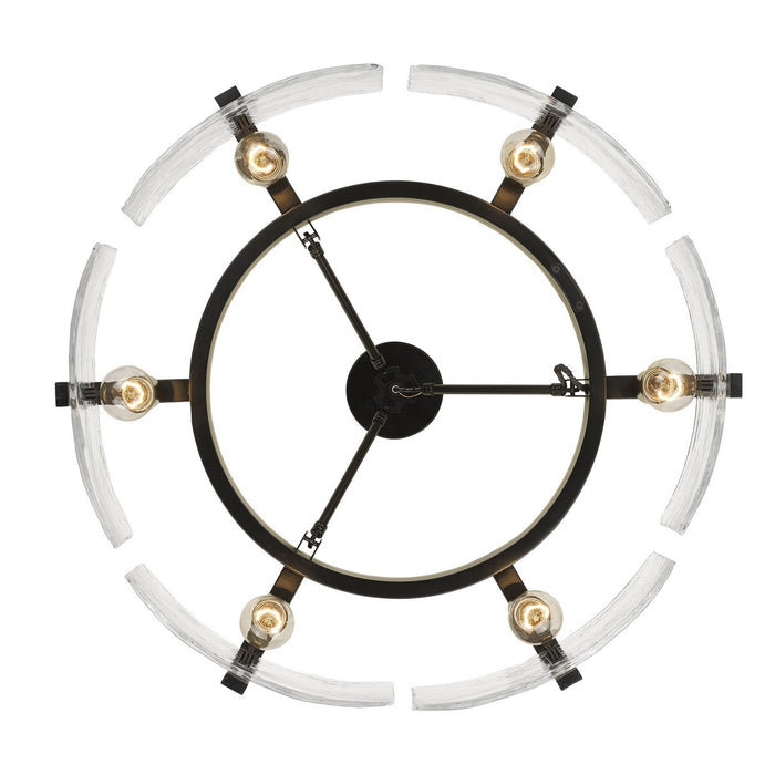 Golden 3164-6SF BLK-HWG Six Light Semi-Flush Mount, Matte Black