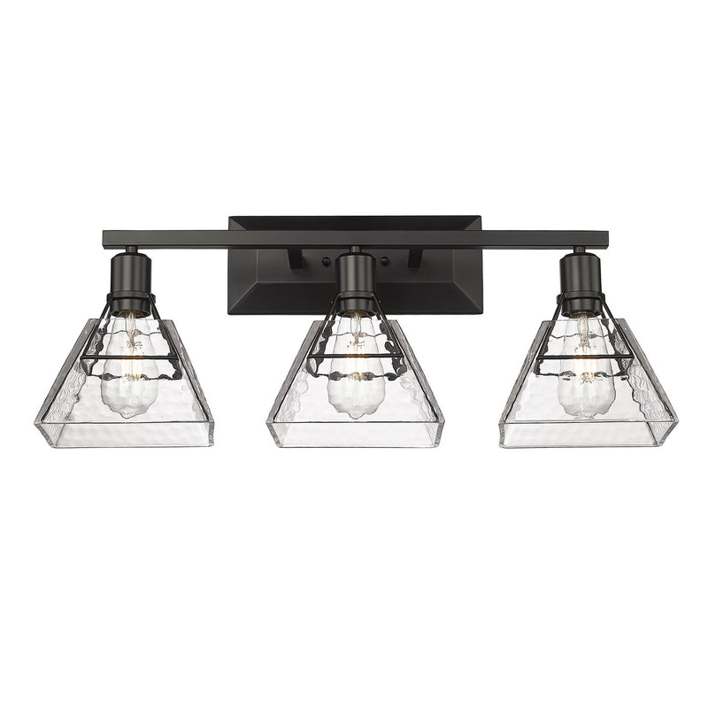 Golden 3308-BA3 BLK-WTG Three Light Bath Vanity, Matte Black