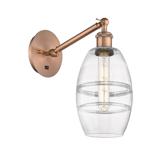 Innovations 317-1W-AC-G557-6CL One Light Wall Sconce, Antique Copper