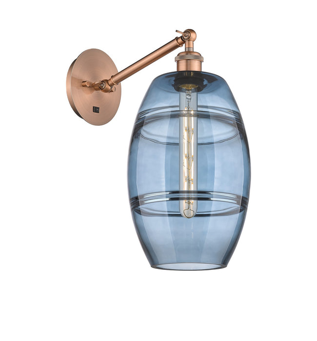 Innovations 317-1W-AC-G557-8BL One Light Wall Sconce, Antique Copper