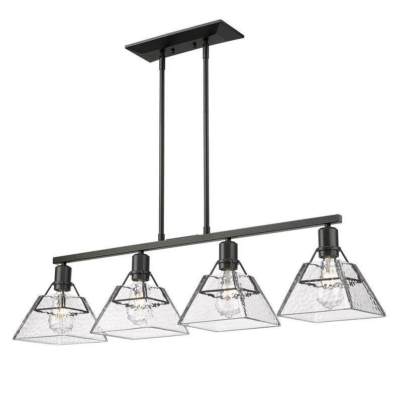 Golden 3308-LP BLK-WTG Four Light Linear Pendant, Matte Black