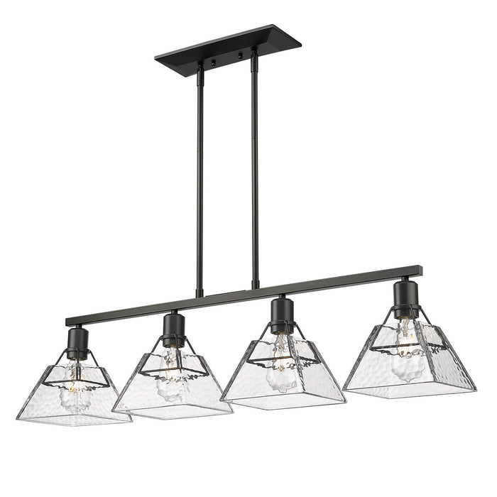 Golden 3308-LP BLK-WTG Four Light Linear Pendant, Matte Black