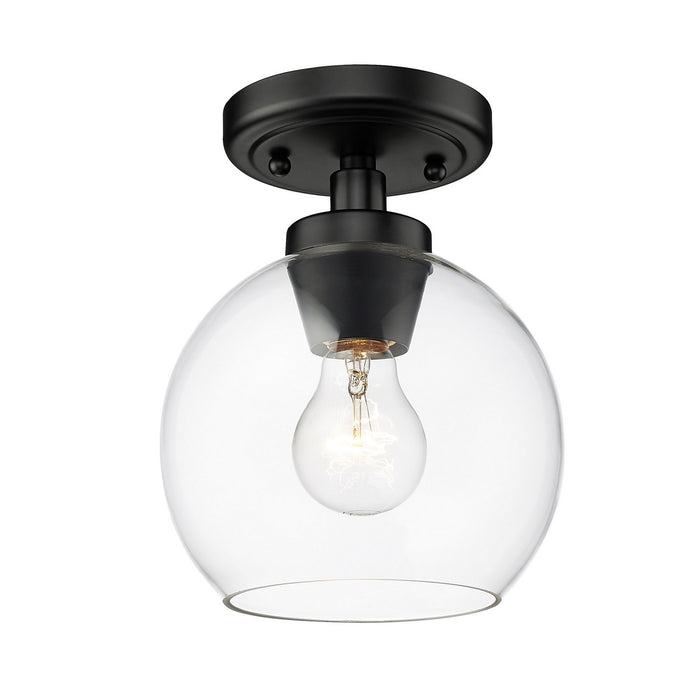 Golden 4855-FM BLK-CLR One Light Flush Mount, Matte Black