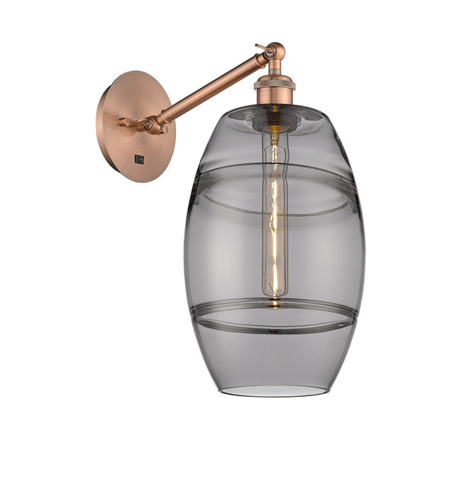 Innovations 317-1W-AC-G557-8SM One Light Wall Sconce, Antique Copper