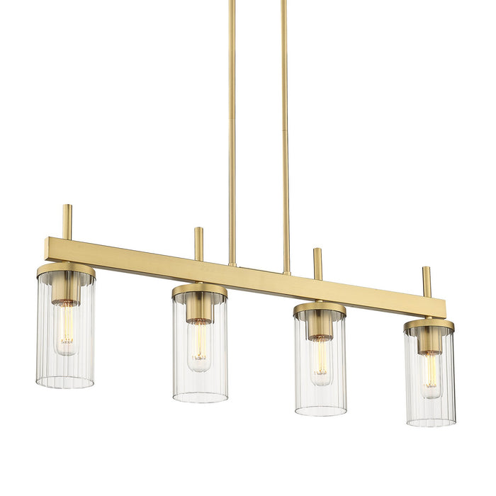 Golden 7011-LP BCB-CLR Four Light Linear Pendant, Brushed Champagne Bronze