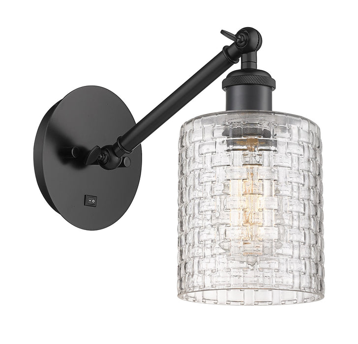 Innovations 317-1W-BK-G112C-5CL One Light Wall Sconce, Matte Black