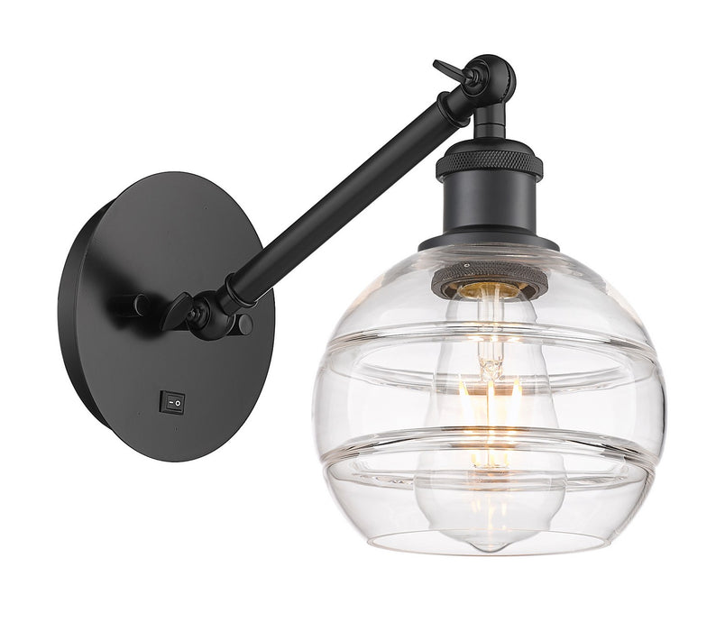 Innovations 317-1W-BK-G556-6CL One Light Wall Sconce, Matte Black