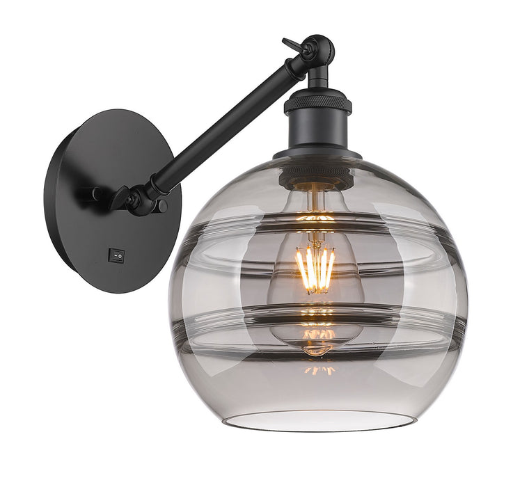 Innovations 317-1W-BK-G556-8SM One Light Wall Sconce, Matte Black