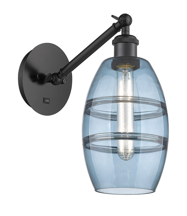 Innovations 317-1W-BK-G557-6BL One Light Wall Sconce, Matte Black