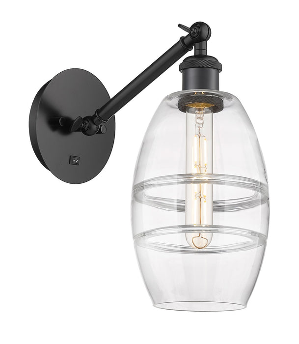Innovations 317-1W-BK-G557-6CL One Light Wall Sconce, Matte Black