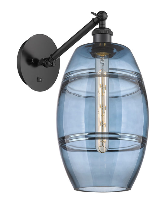 Innovations 317-1W-BK-G557-8BL One Light Wall Sconce, Matte Black