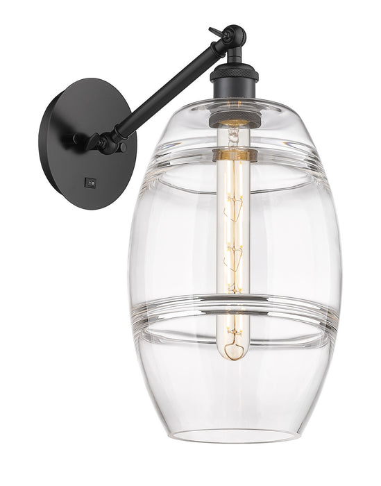 Innovations 317-1W-BK-G557-8CL One Light Wall Sconce, Matte Black
