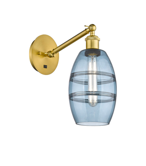 Innovations 317-1W-SG-G557-6BL One Light Wall Sconce, Satin Gold