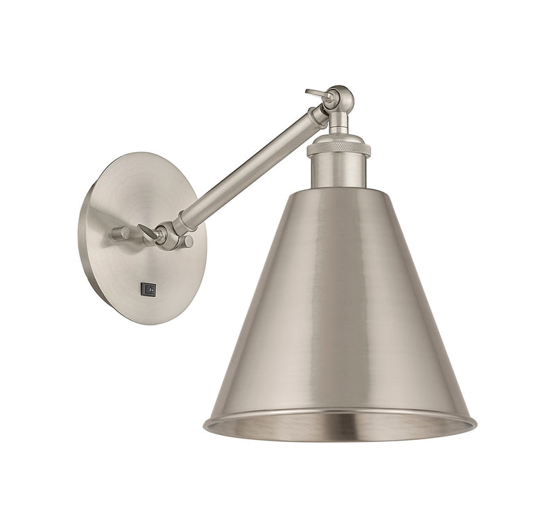 Innovations 317-1W-SN-MBC-8-SN One Light Wall Sconce, Brushed Satin Nickel