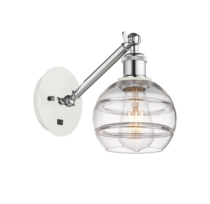Innovations 317-1W-WPC-G556-6CL One Light Wall Sconce, White Polished Chrome