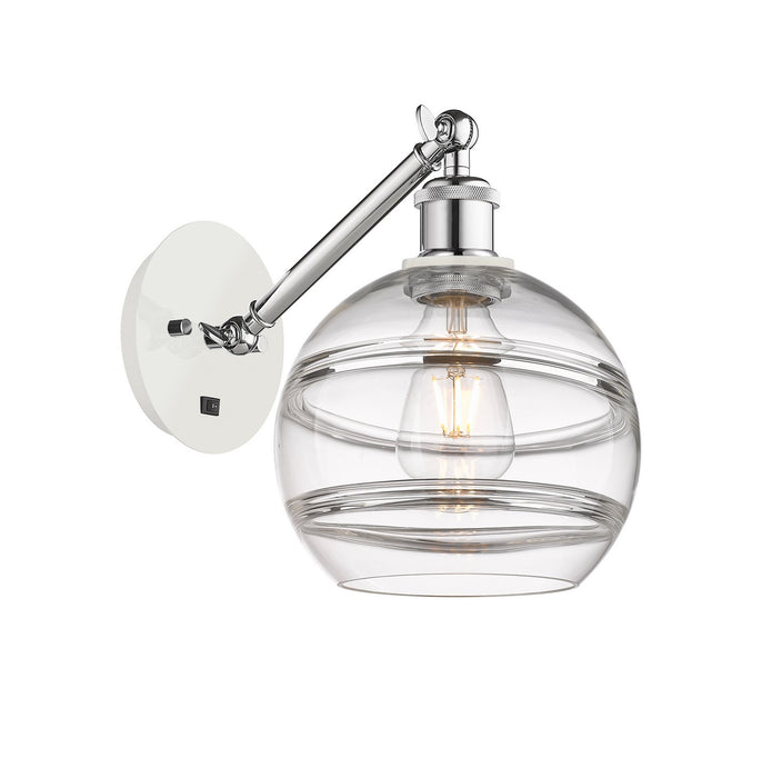 Innovations 317-1W-WPC-G556-8CL One Light Wall Sconce, White Polished Chrome