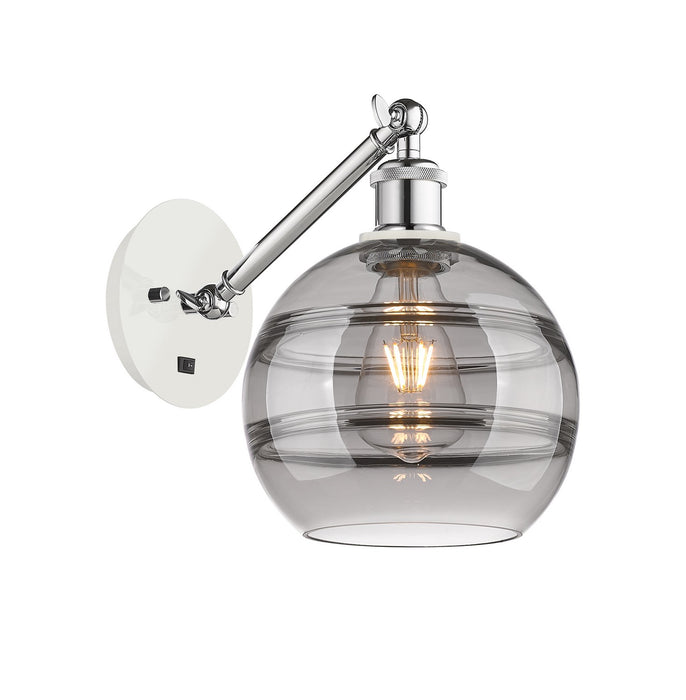 Innovations 317-1W-WPC-G556-8SM One Light Wall Sconce, White Polished Chrome