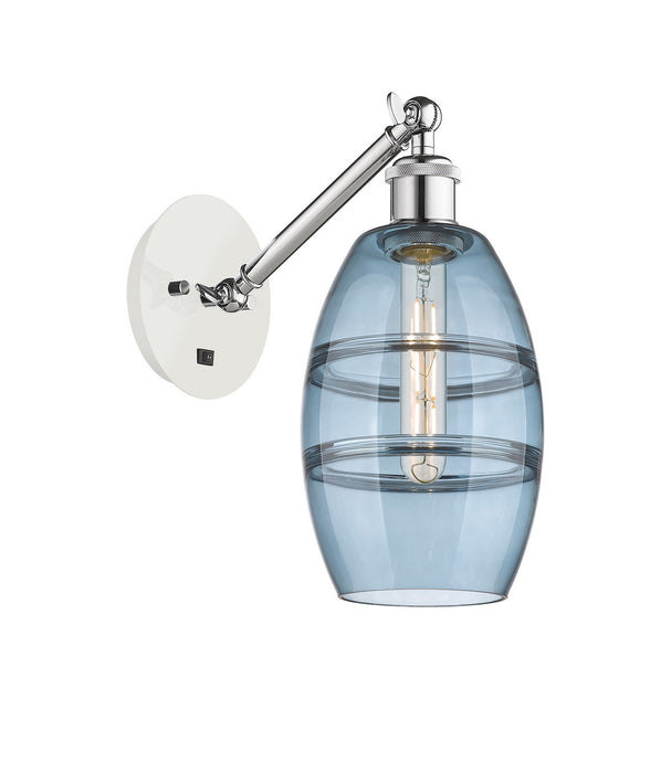 Innovations 317-1W-WPC-G557-6BL One Light Wall Sconce, White Polished Chrome