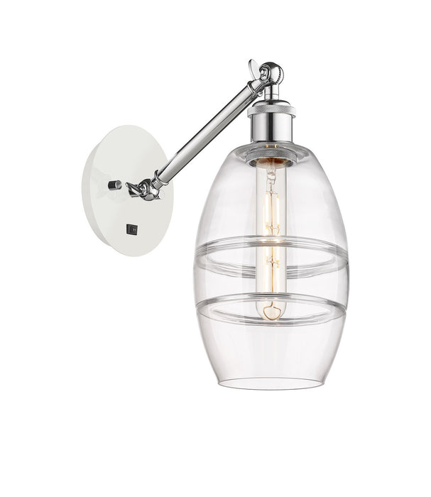 Innovations 317-1W-WPC-G557-6CL One Light Wall Sconce, White Polished Chrome
