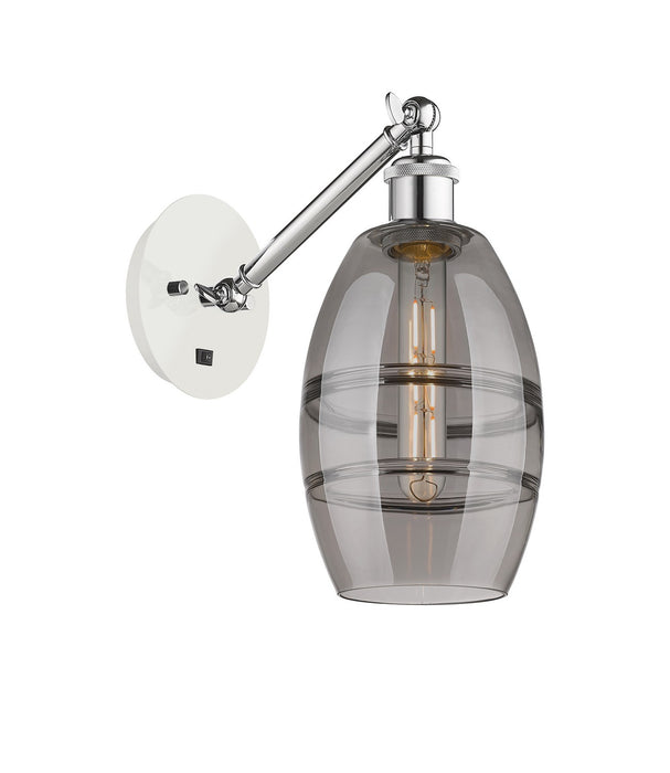 Innovations 317-1W-WPC-G557-6SM One Light Wall Sconce, White Polished Chrome