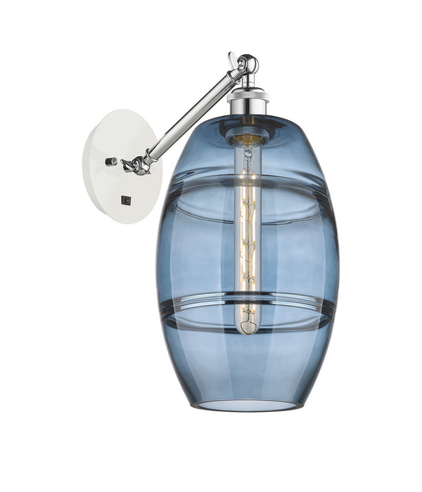 Innovations 317-1W-WPC-G557-8BL One Light Wall Sconce, White Polished Chrome