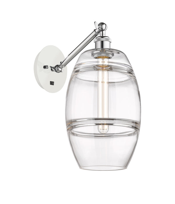 Innovations 317-1W-WPC-G557-8CL One Light Wall Sconce, White Polished Chrome