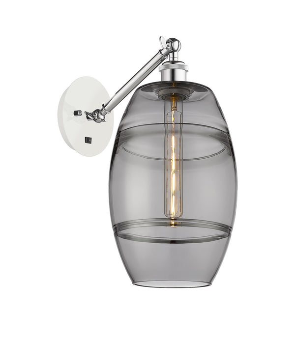 Innovations 317-1W-WPC-G557-8SM One Light Wall Sconce, White Polished Chrome