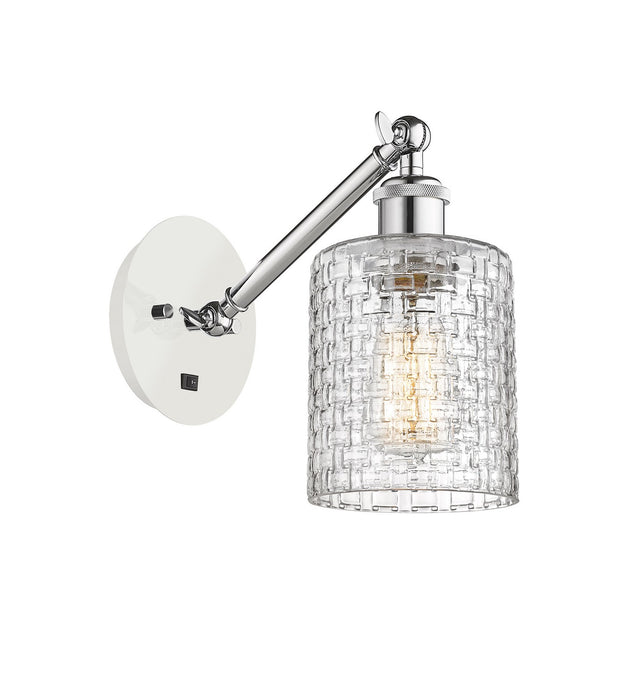 Innovations 317-1W-WPC-G112C-5CL One Light Wall Sconce, White Polished Chrome