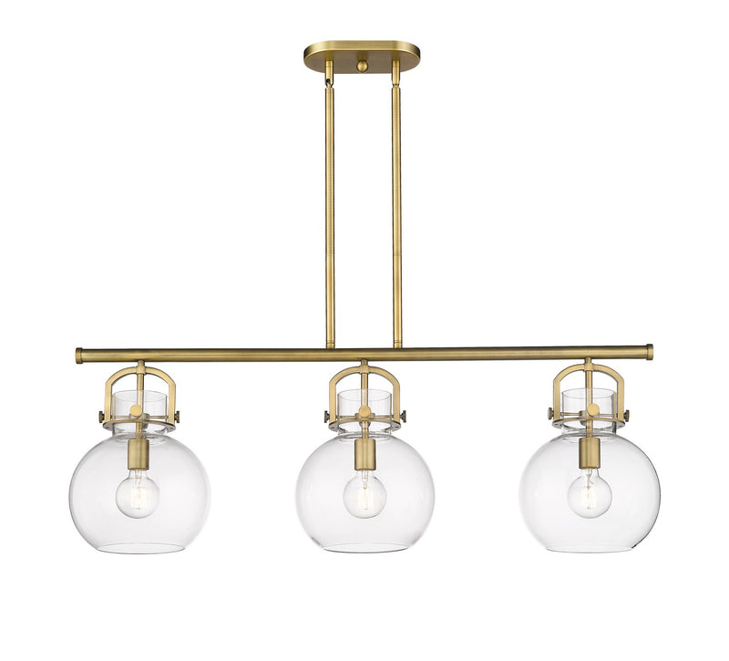 Innovations 410-3I-BB-G410-10CL Three Light Island Pendant, Brushed Brass