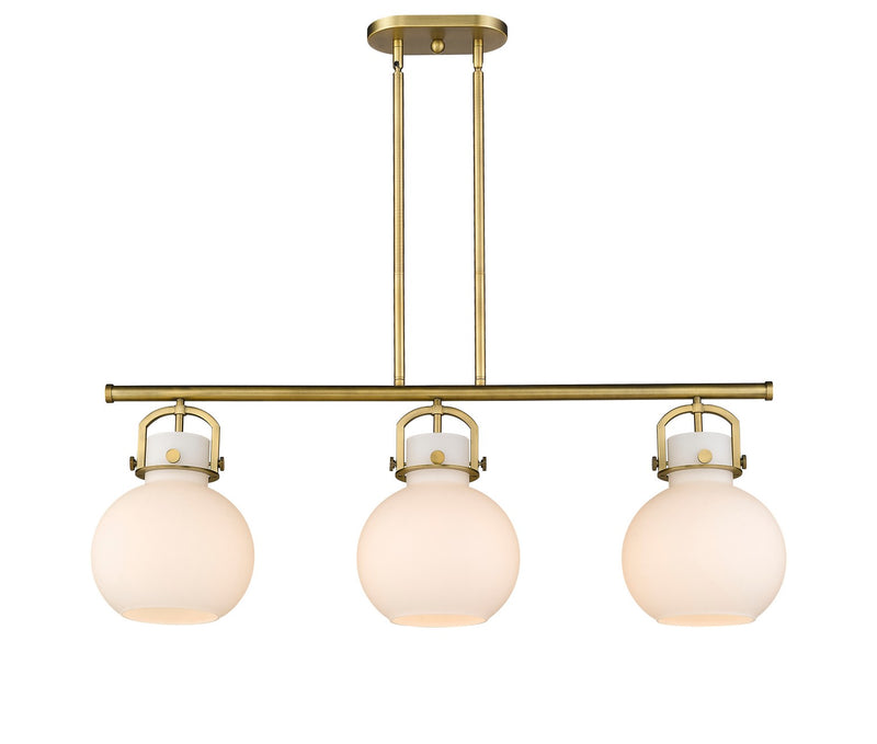 Innovations 410-3I-BB-G410-10WH Three Light Island Pendant, Brushed Brass