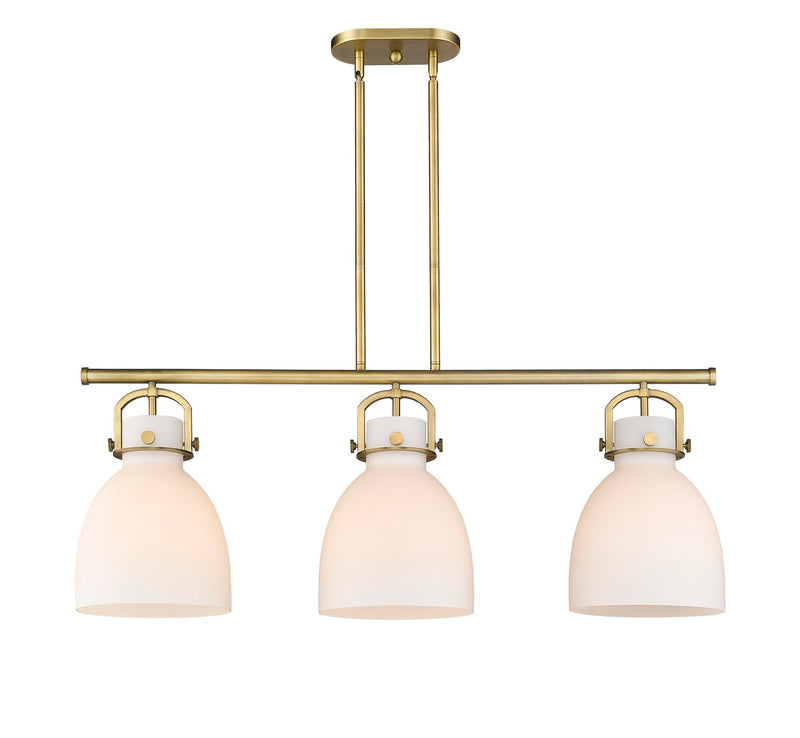 Innovations 410-3I-BB-G412-10WH Three Light Island Pendant, Brushed Brass
