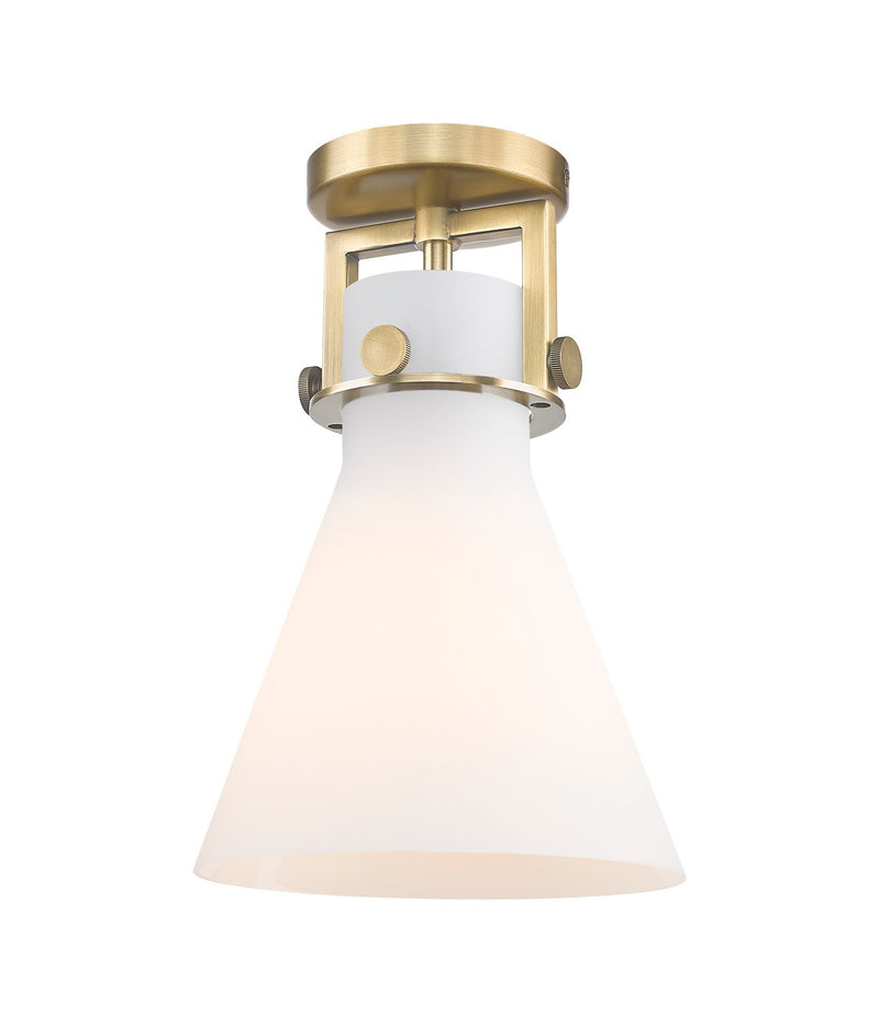 Innovations 411-1F-BB-G411-8WH One Light Flush Mount, Brushed Brass