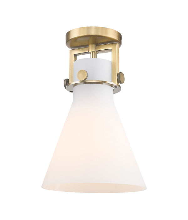Innovations 411-1F-BB-G411-8WH One Light Flush Mount, Brushed Brass