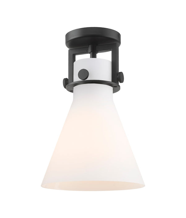 Innovations 411-1F-BK-G411-8WH One Light Flush Mount, Matte Black