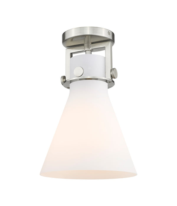 Innovations 411-1F-SN-G411-8WH One Light Flush Mount, Brushed Satin Nickel