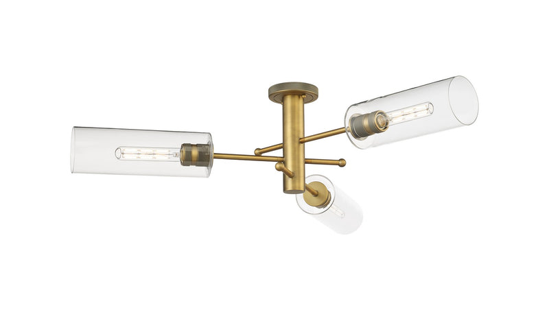 Innovations 434-3F-BB-G434-12CL LED Flush Mount, Brushed Brass