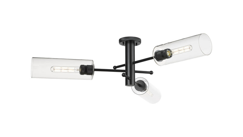 Innovations 434-3F-BK-G434-12CL LED Flush Mount, Matte Black