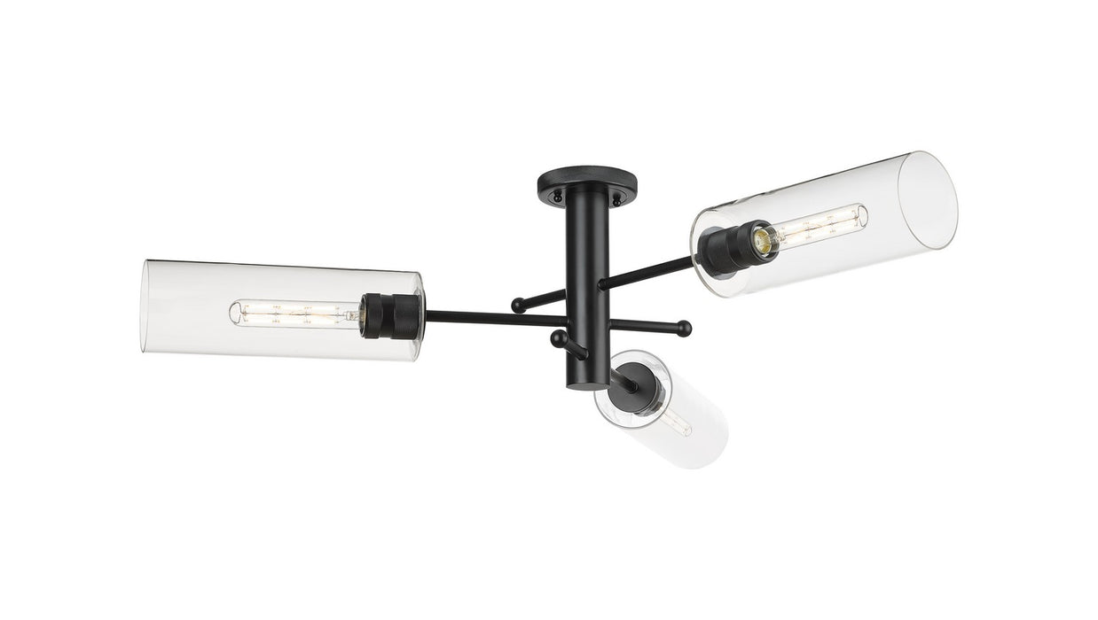 Innovations 434-3F-BK-G434-12CL LED Flush Mount, Matte Black