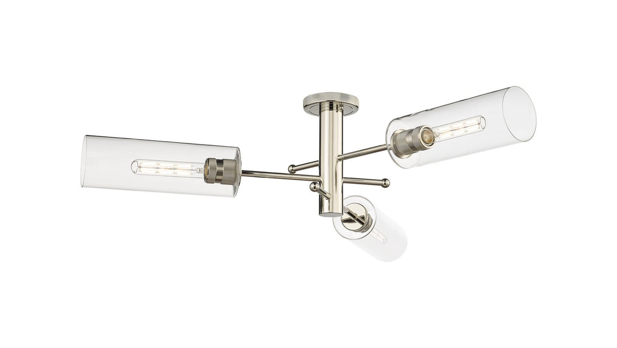 Innovations 434-3F-PN-G434-12CL LED Flush Mount, Polished Nickel