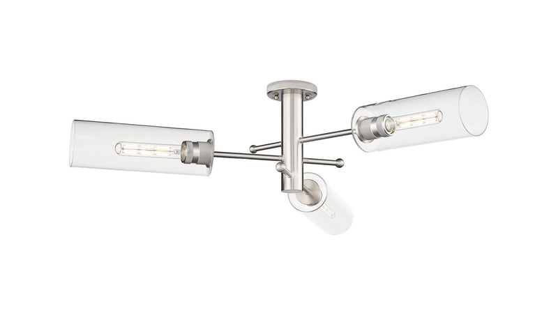 Innovations 434-3F-SN-G434-12CL LED Flush Mount, Satin Nickel