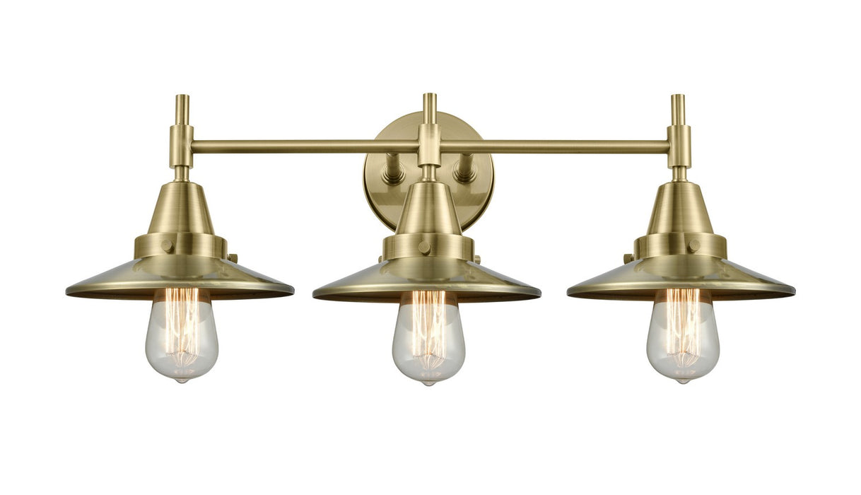 Innovations 447-3W-AB-M4-AB Three Light Bath Vanity, Antique Brass