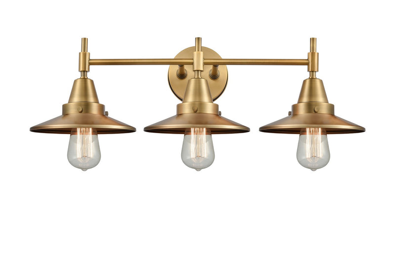 Innovations 447-3W-BB-M4-BB Three Light Bath Vanity, Brushed Brass