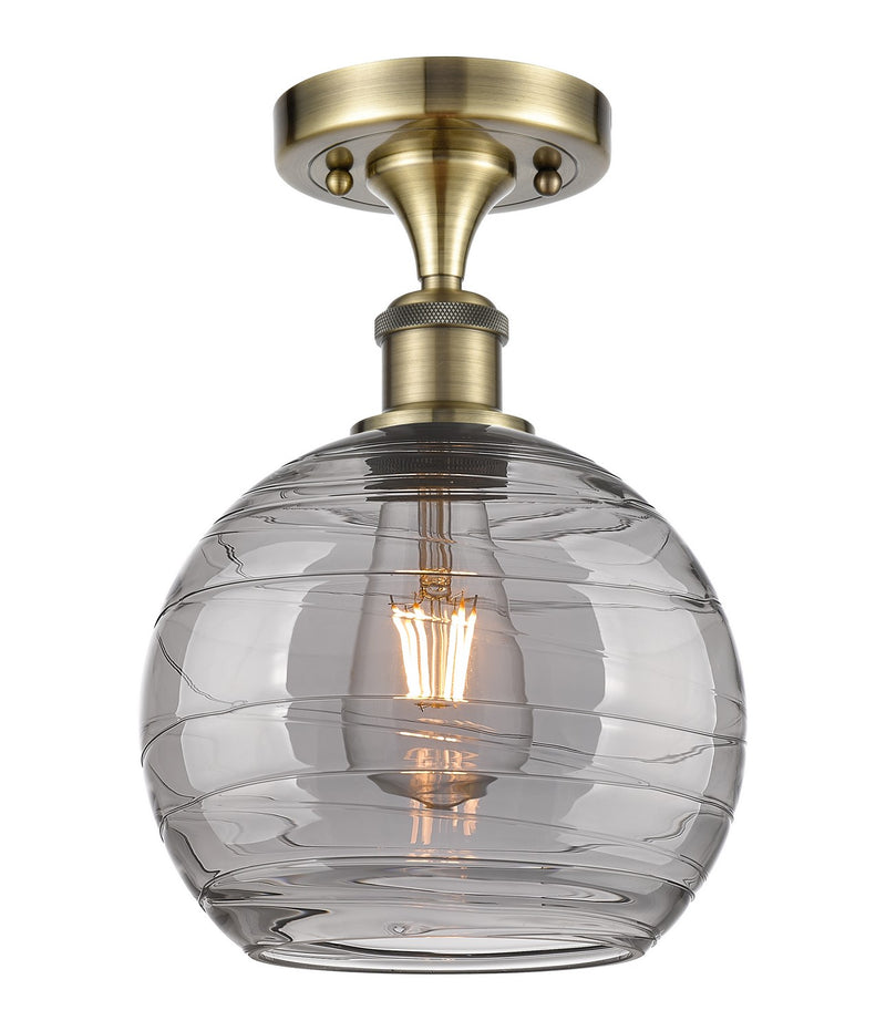 Innovations 516-1C-AB-G1213-8SM One Light Semi-Flush Mount, Antique Brass