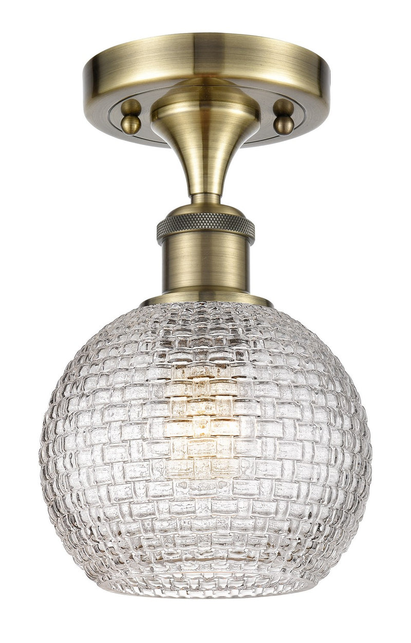 Innovations 516-1C-AB-G122C-6CL One Light Semi-Flush Mount, Antique Brass