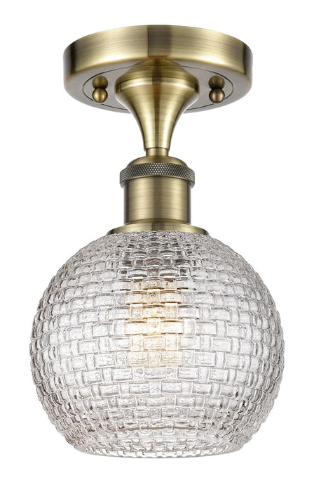 Innovations 516-1C-AB-G122C-6CL One Light Semi-Flush Mount, Antique Brass