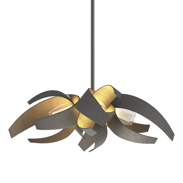 Hubbardton Forge 136500-SKT-MULT-20-YE0352 Four Light Pendant, Natural Iron