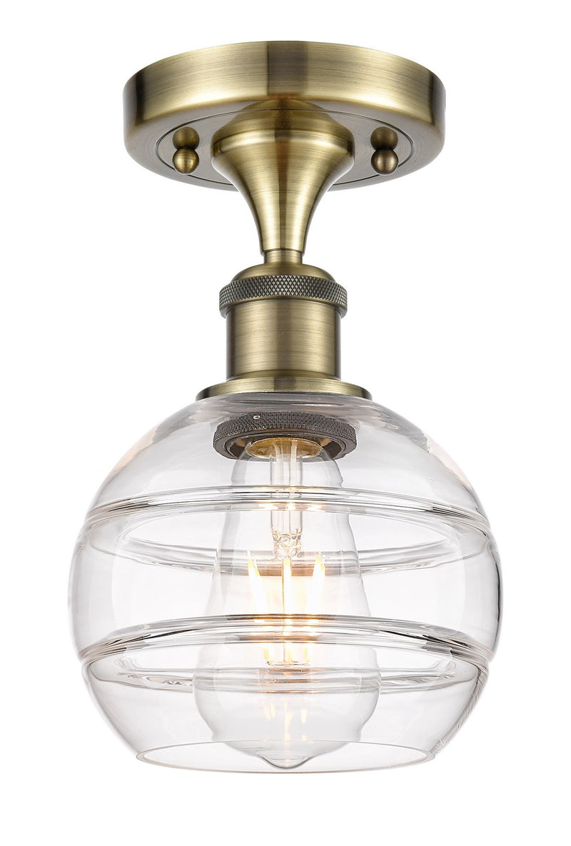 Innovations 516-1C-AB-G556-6CL One Light Semi-Flush Mount, Antique Brass