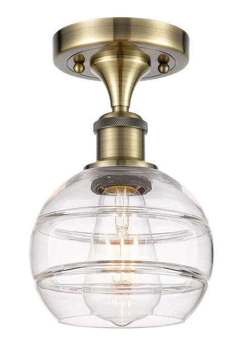 Innovations 516-1C-AB-G556-6CL One Light Semi-Flush Mount, Antique Brass