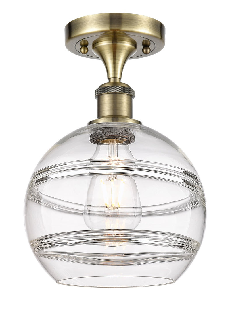 Innovations 516-1C-AB-G556-8CL One Light Semi-Flush Mount, Antique Brass