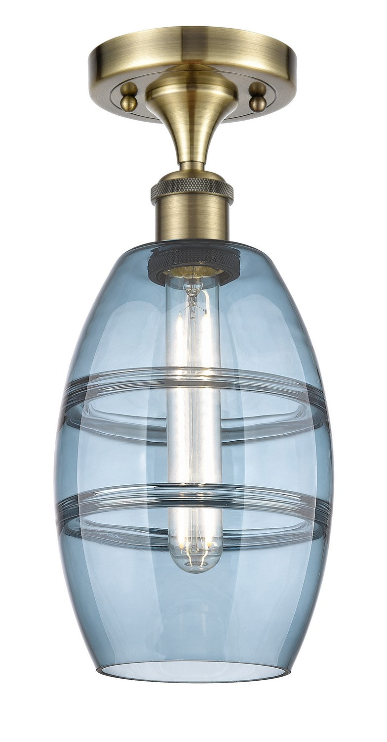 Innovations 516-1C-AB-G557-6BL One Light Semi-Flush Mount, Antique Brass